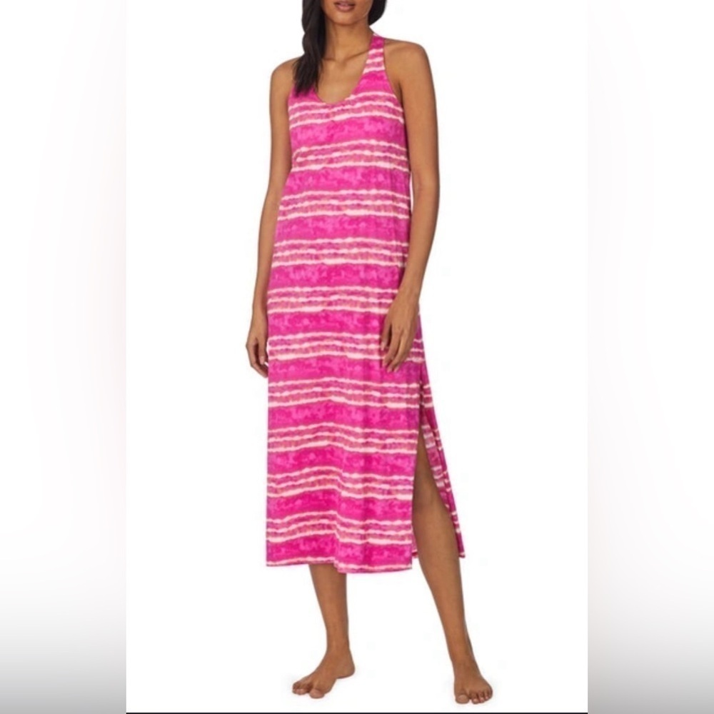 Lauren Ralph Lauren Black Label Fuchsia Pink Tie Dye Racerback Nightgown US XS